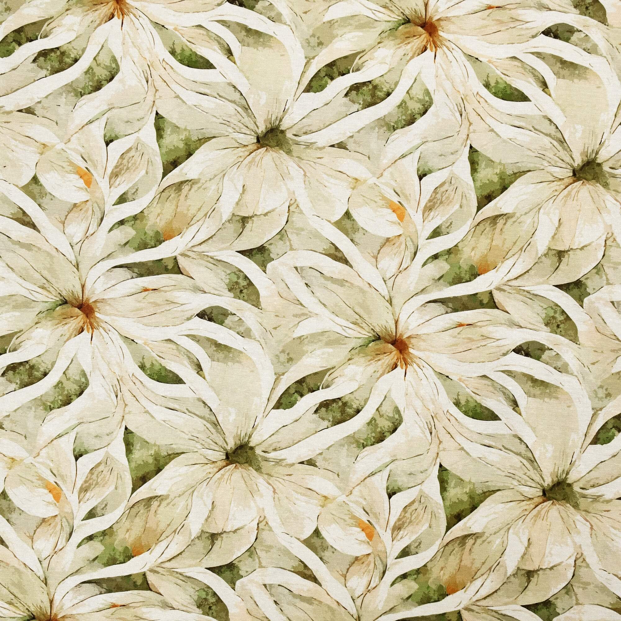 Moderno® Abwaschbare Tischdecke mit Fleckschutz – Großblumendesign in Olivgrün, Beige & Creme