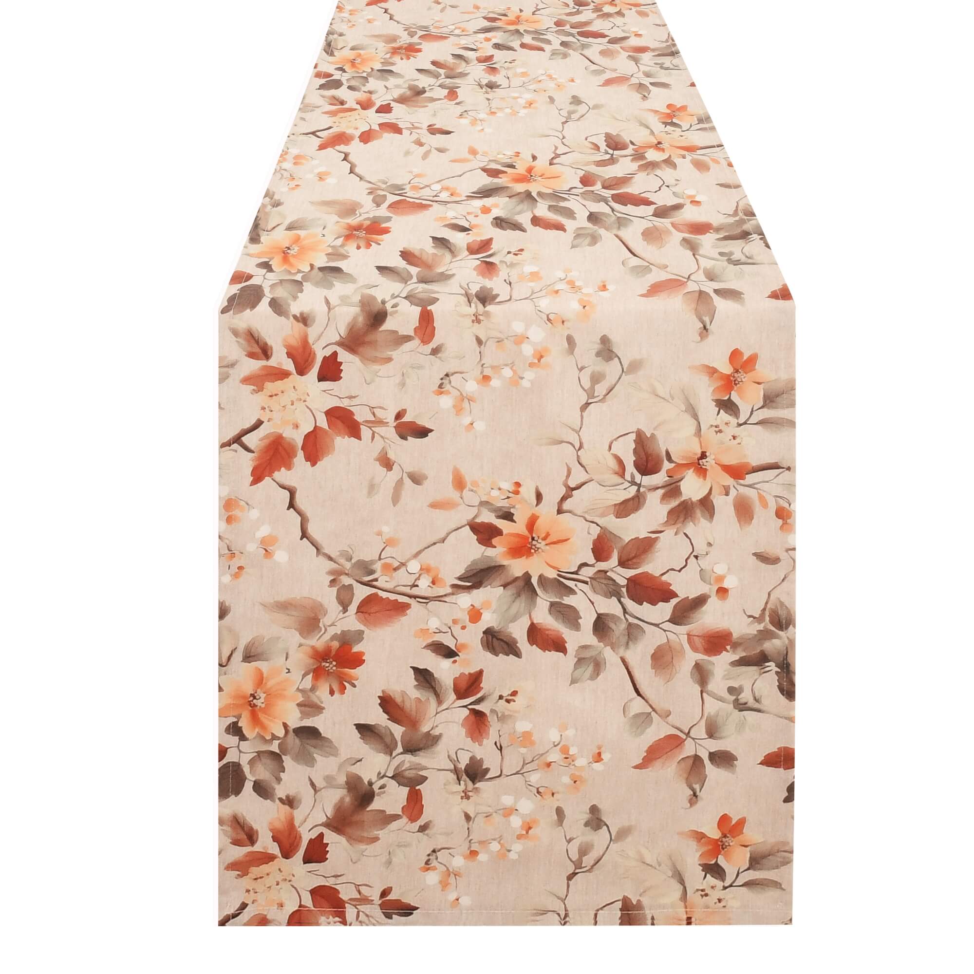 Moderno® Tischläufer abwaschbar mit Fleckschutz – Herbstliches Blumenmuster in Orange, Braun & Beige