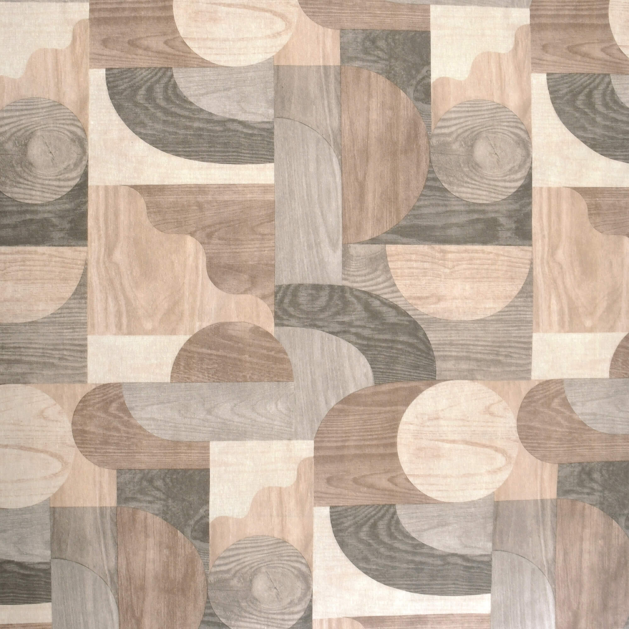 Moderno® Abwaschbare Tischdecke mit Fleckschutz – Holzoptik mit geometrischem Muster in Natur- und Beigetönen