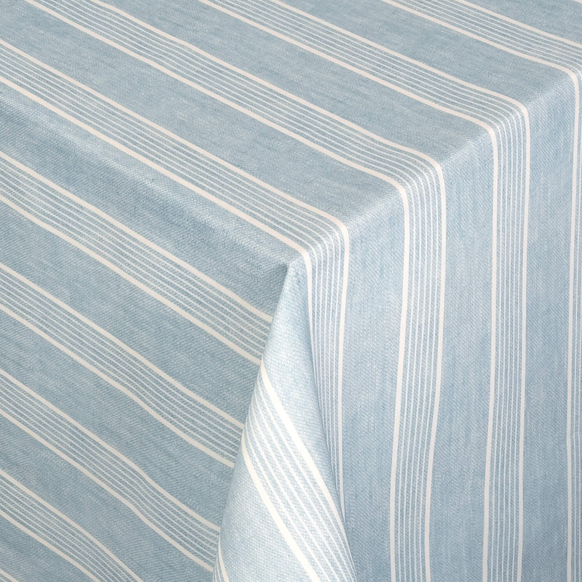 Tischdecke Outdoor abwaschbar Gartentischdecke mit Streifen in Hell-Blau Fleckschutz