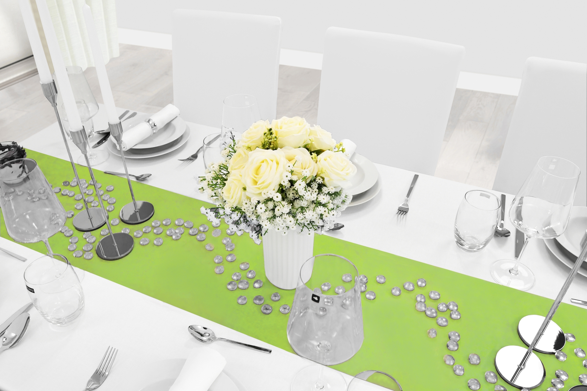 Tischläufer Apfel-Grün 25 m Vliesstoff – Modern, Outdoor, Tischdeko für Hochzeit, Party, Fest, Geburtstag, Eventdeko, Feier, Garten, Terrasse, Tischband