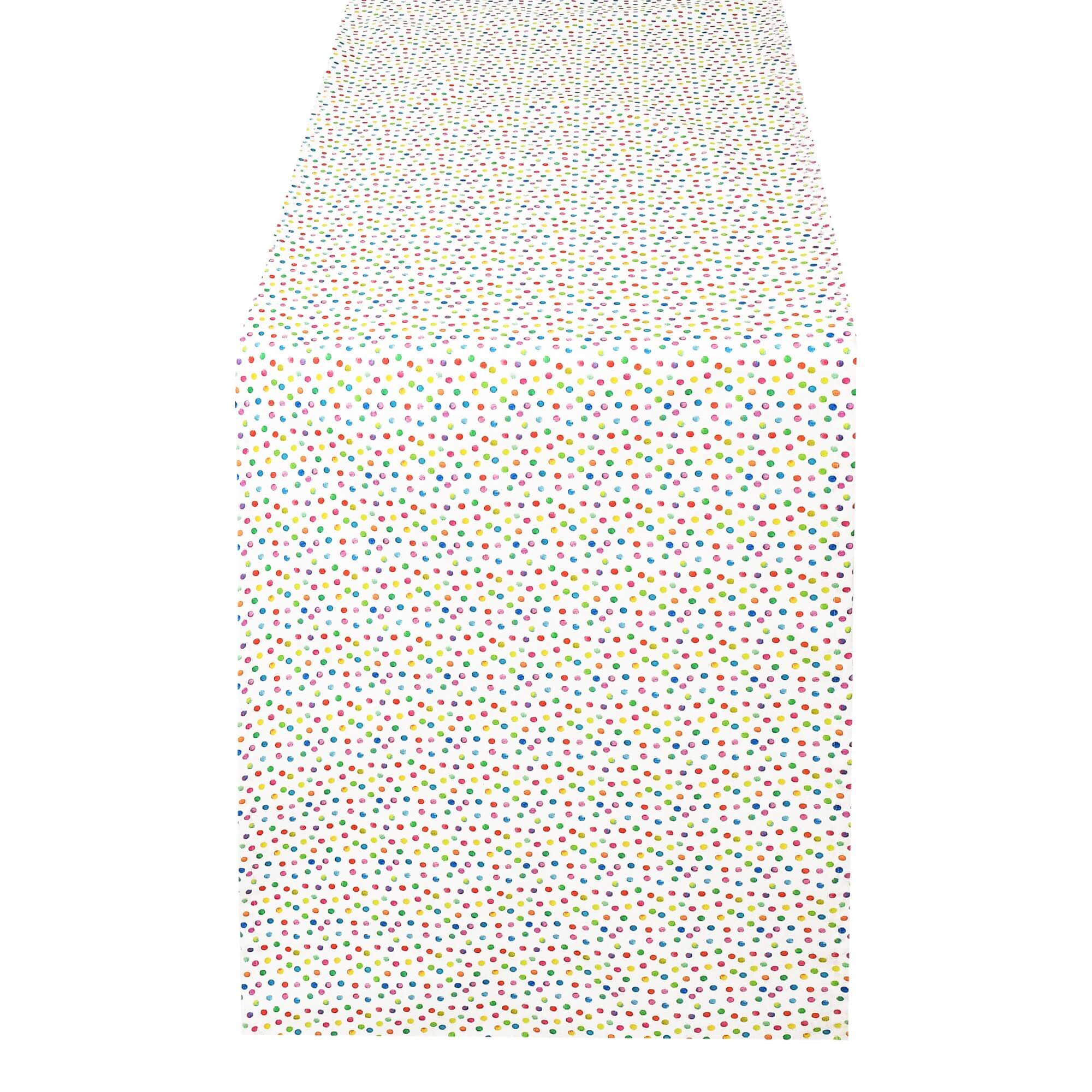 Tischläufer modern Konfettimuster mit Fleckschutz - Leinenoptik, Weiß mit bunten Farbtupfern Tischläufer modern Konfettimuster mit Fleckschutz - Leinenoptik, Weiß mit bunten Farbtupfern