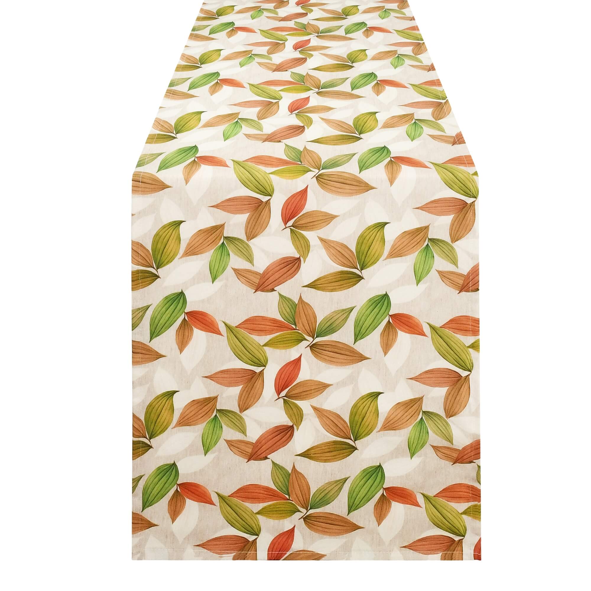 Moderno® Tischläufer abwaschbar mit Fleckschutz – Blättermotiv in Grün, Orange & Braun Moderno® Tischläufer abwaschbar mit Fleckschutz – Blättermotiv in Grün, Orange & Braun