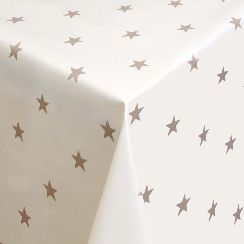 Moderno® Tischdecke Abwaschbar Wachstuch Weihnachten mit Sternen Creme