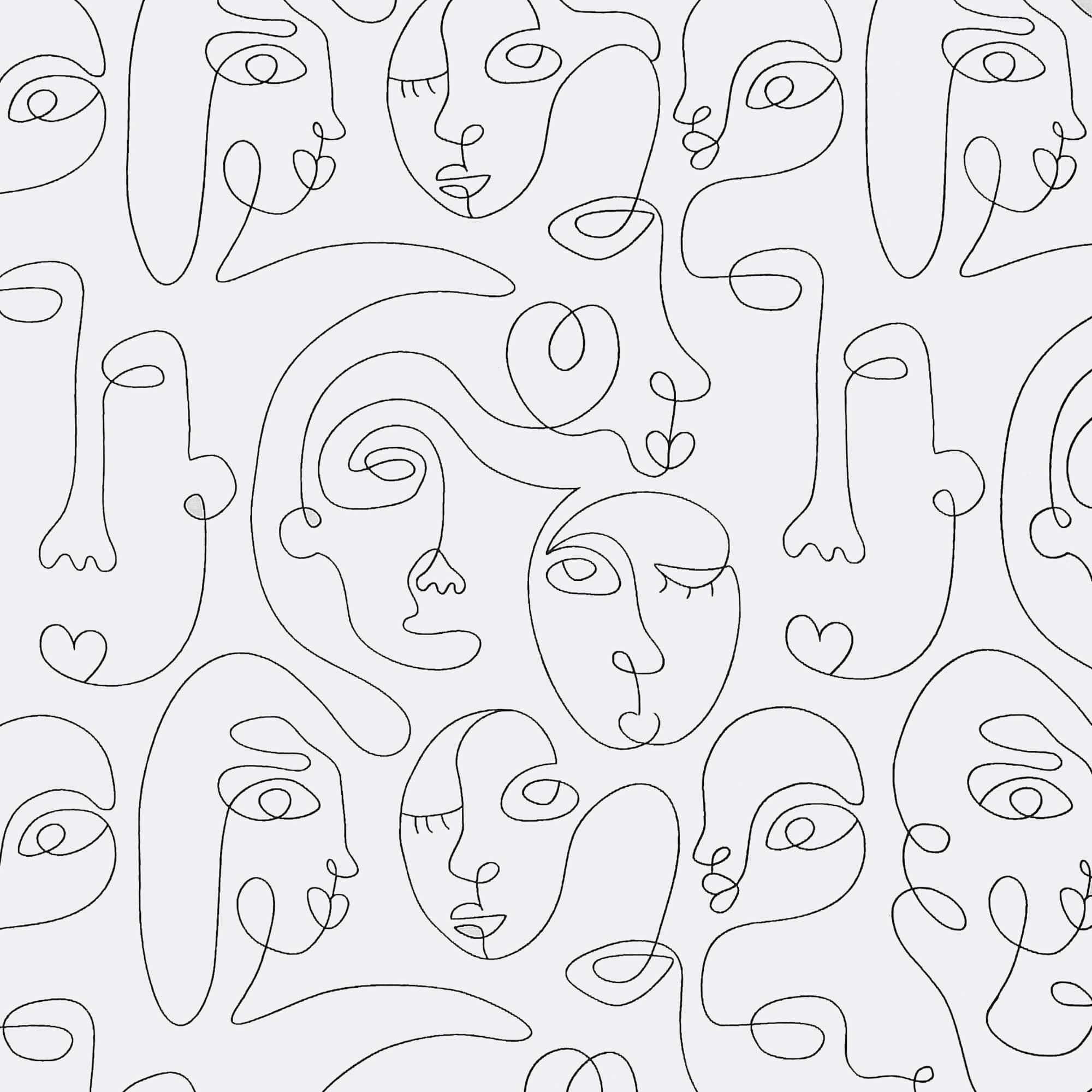 Moderno® Abwaschbare Tischdecke mit Fleckschutz - Leinenoptik, Abstrakte Gesichter in Schwarz-Weiss Moderno® Abwaschbare Tischdecke mit Fleckschutz - Leinenoptik, Abstrakte Gesichter in Schwarz-Weiss