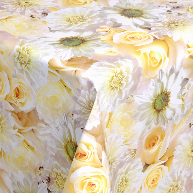 Tischdecke Abwaschbar Wachstuch Rosen Motiv Creme Weiss im Wunschmaß Tischdecke Abwaschbar Wachstuch Rosen Motiv Creme Weiss im Wunschmaß