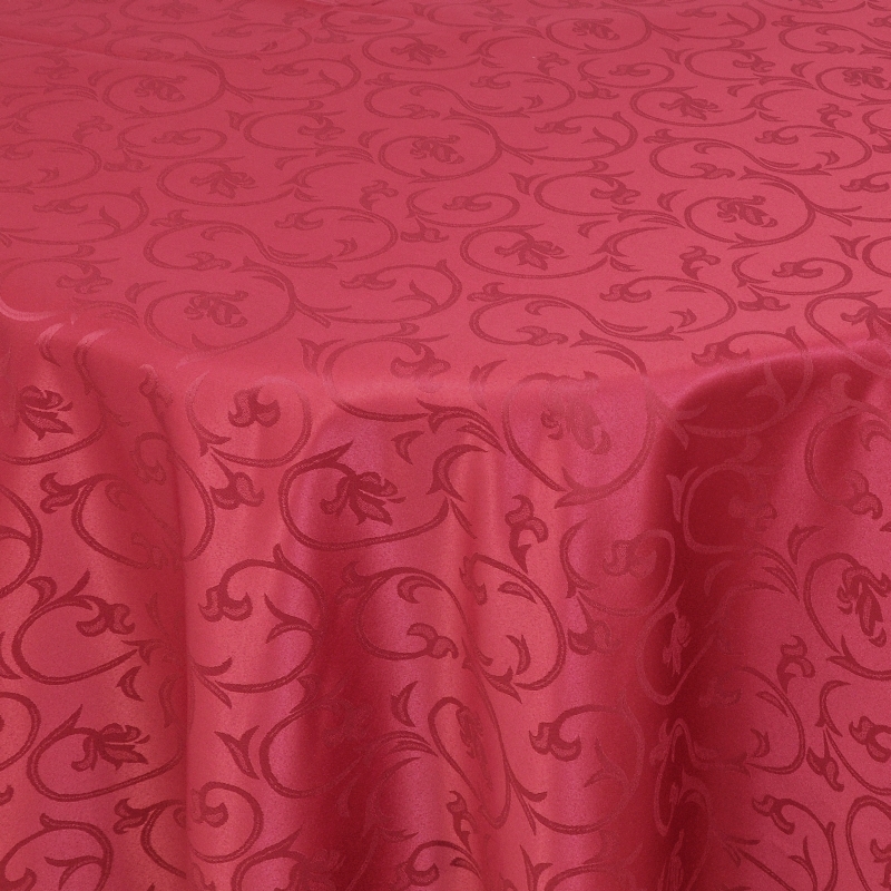 Tischdecken Damast Rund mit Saum Barock Wein-Rot Tischdecken Damast Rund mit Saum Barock Wein-Rot