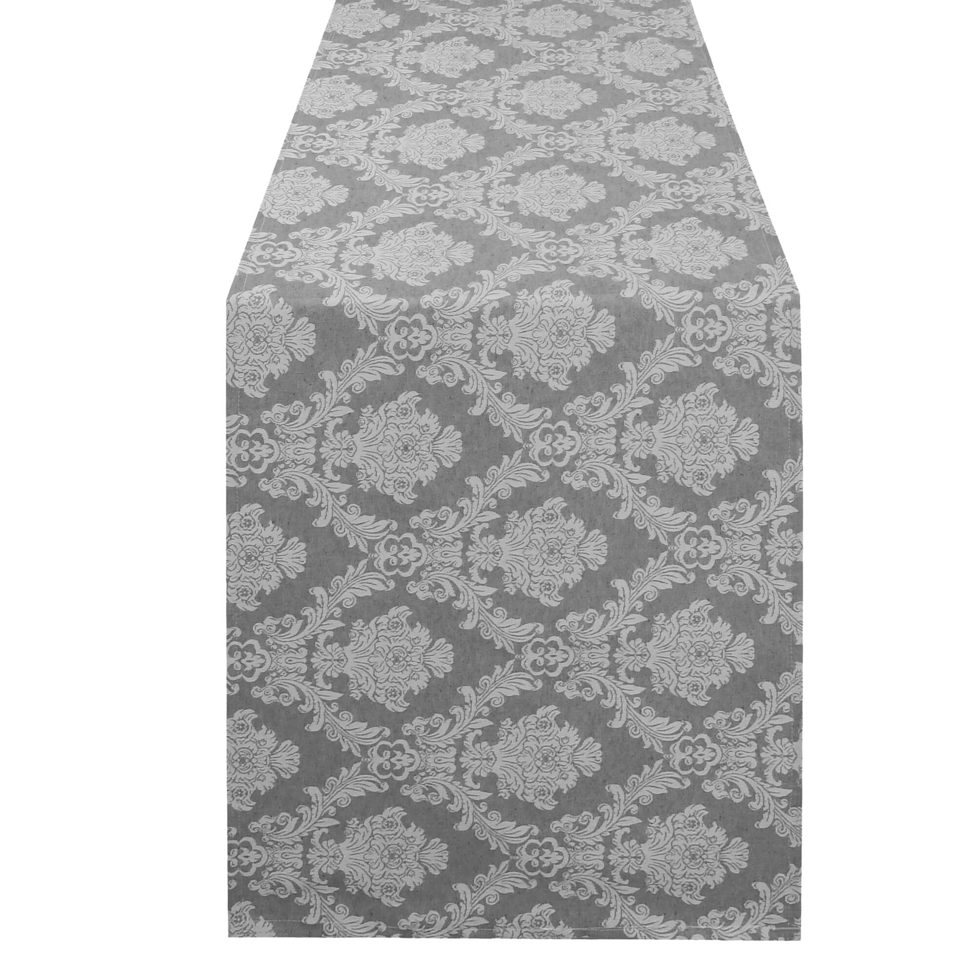 Moderno® Tischläufer Weihnachten Barock Silber-Grau – Jacquard-Gewebe mit Fleckschutz, festlich & abwaschbar Moderno® Tischläufer Weihnachten Barock Silber-Grau – Jacquard-Gewebe mit Fleckschutz, festlich & abwaschbar
