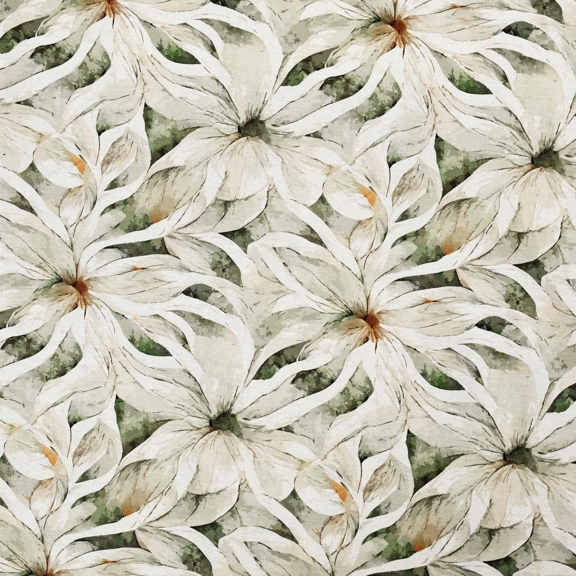 Moderno® Abwaschbare Tischdecke mit Fleckschutz – Großblumendesign in Beige, Grün & Creme