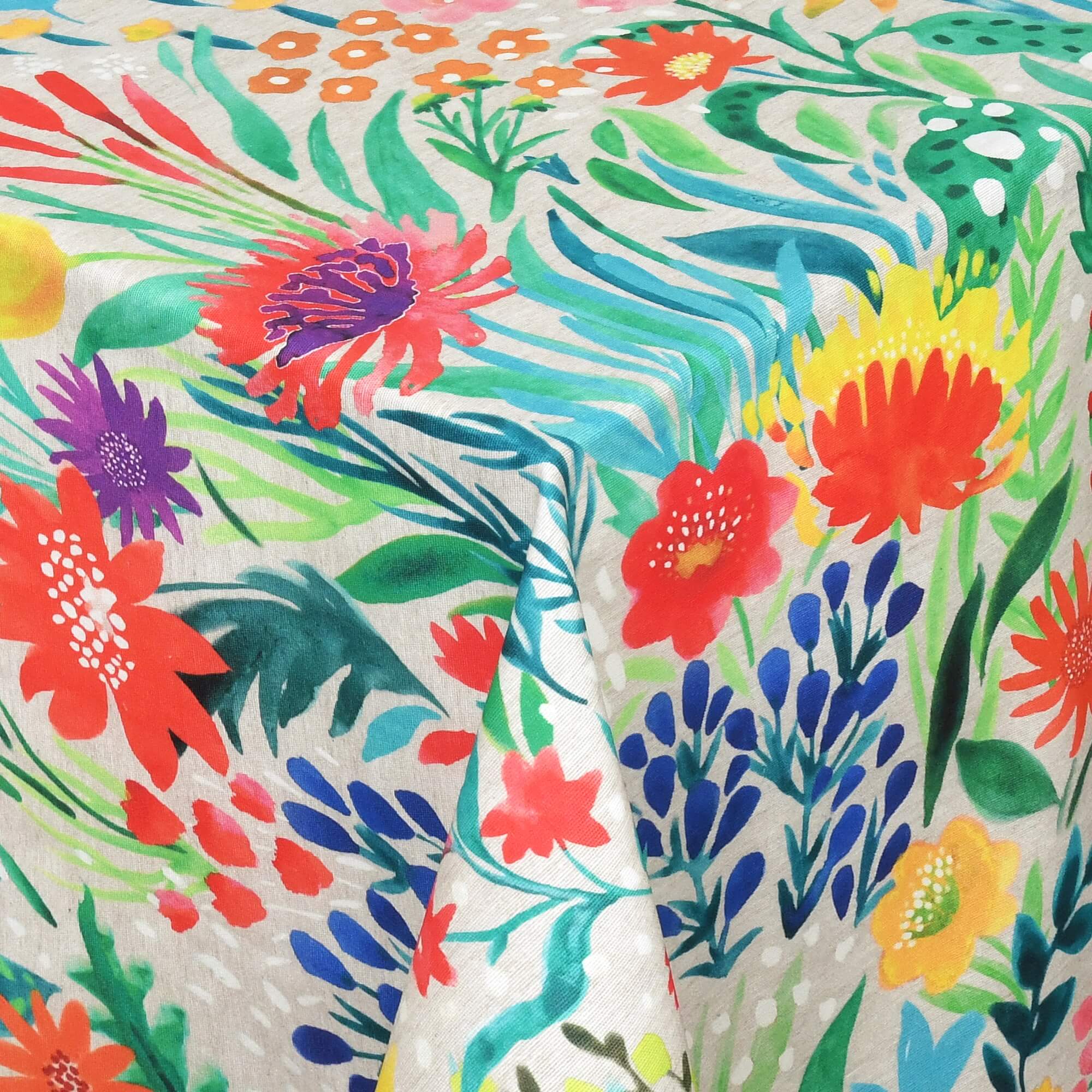 Moderno® Abwaschbare Tischdecke mit Fleckschutz – Buntes Blumenmotiv in kräftigen Sommerfarben