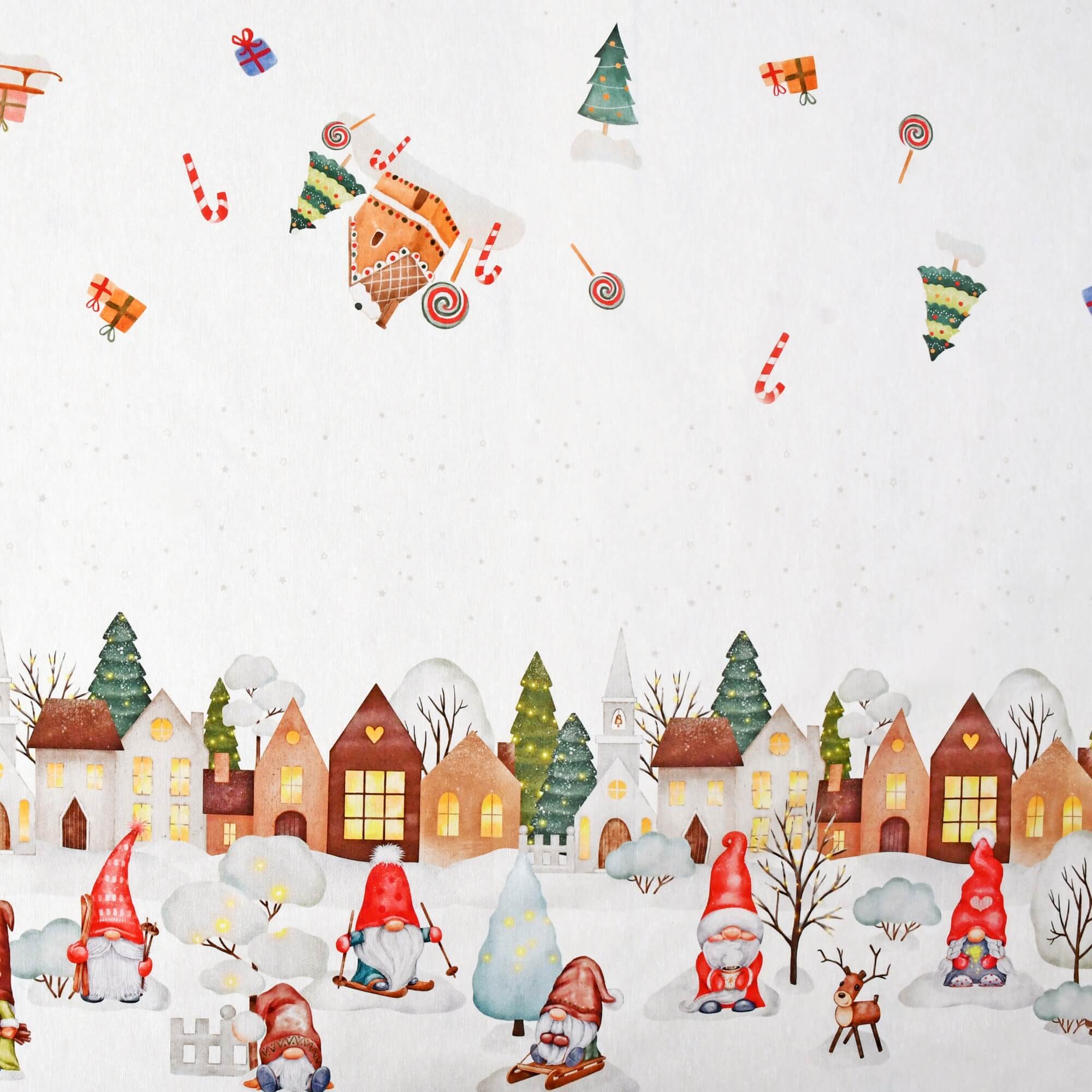 Moderno® Tischdecke Weihnachten Weihnachtstischdecke Weihnachtsdorf Motiv Weiss mit Fleckschutz