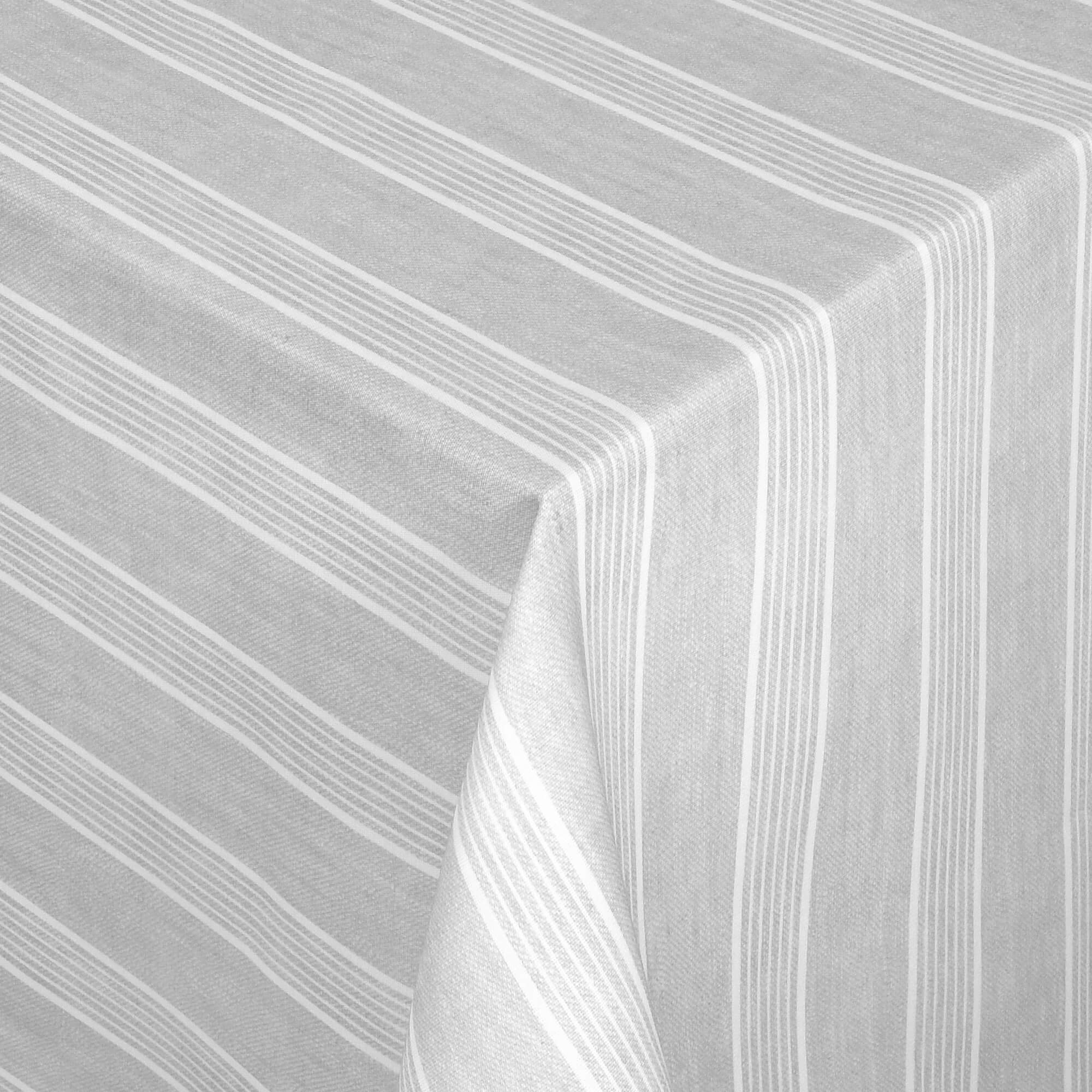 Tischdecke Outdoor abwaschbar Gartentischdecke mit Streifen in Hell-Grau Fleckschutz Tischdecke Outdoor abwaschbar Gartentischdecke mit Streifen in Hell-Grau Fleckschutz