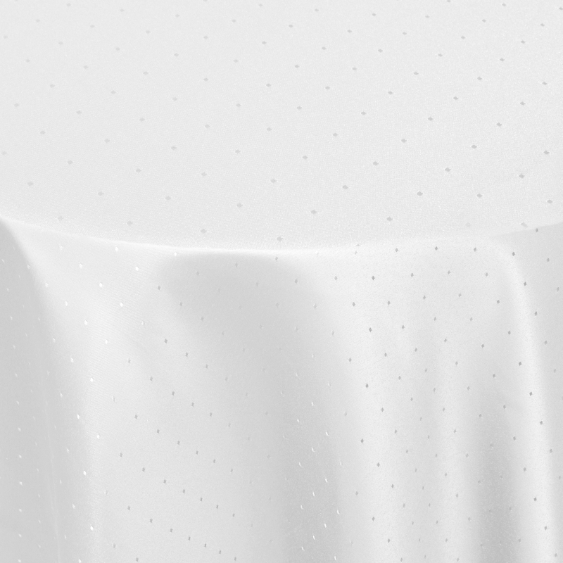 Tischdecken Damast Rund mit Saum Punkte Weiss Tischdecken Damast Rund mit Saum Punkte Weiss