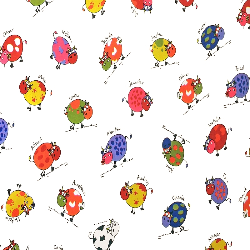 Tischdecke Abwaschbar Wachstuch bunte Kühe Motiv im Wunschmaß Tischdecke Abwaschbar Wachstuch bunte Kühe Motiv im Wunschmaß