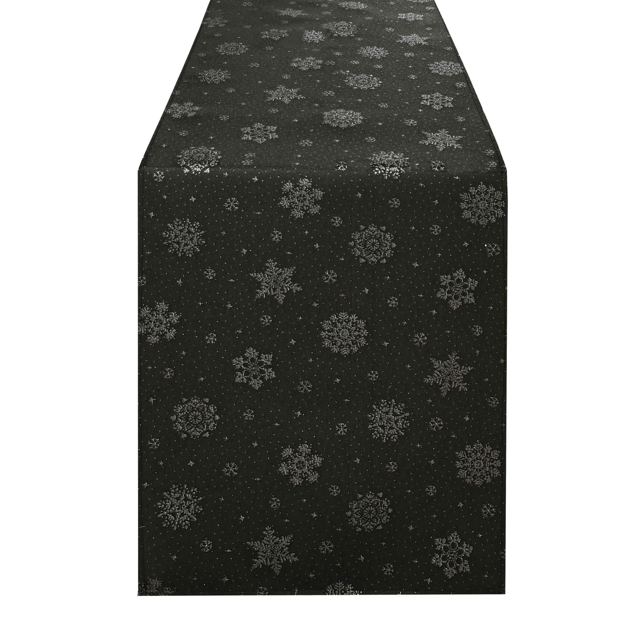 Moderno® Tischläufer Lurex Schneekristalle Anthrazit-Silber – Jacquard-Gewebe mit Glanzeffekt & Fleckschutz, festlich & abwaschbar Moderno® Tischläufer Lurex Schneekristalle Anthrazit-Silber – Jacquard-Gewebe mit Glanzeffekt & Fleckschutz, festlich & abwaschbar