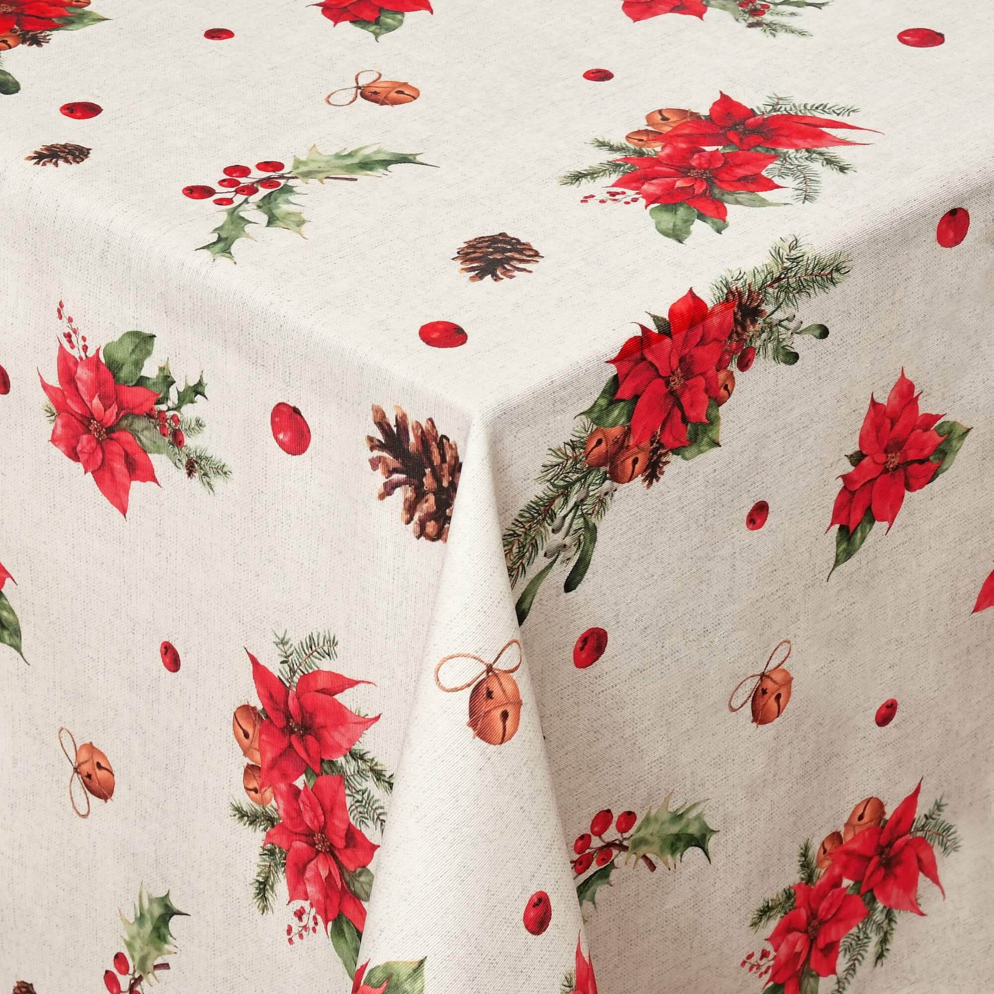 Moderno® Tischdecke Weihnachten Weihnachtstischdecke Tannenzapfen Motiv in Beige mit Fleckschutz