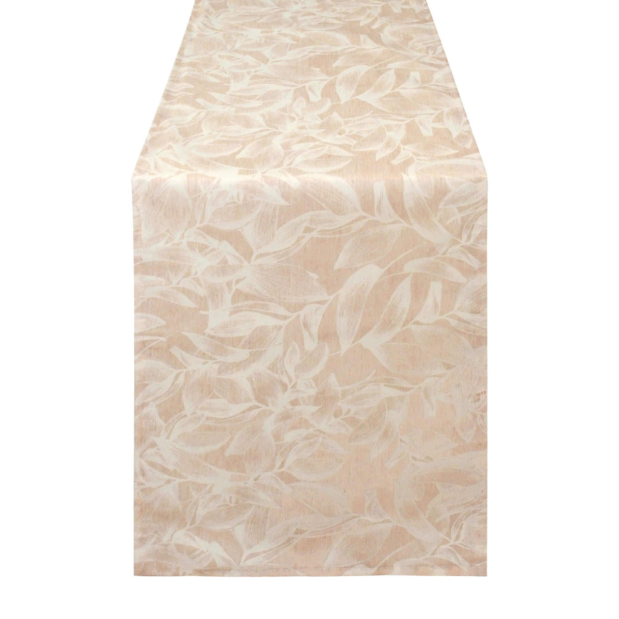 Tischläufer modern mit Fleckschutz – Leinenoptik, Exotische Blätter in Beige Tischläufer modern mit Fleckschutz – Leinenoptik, Exotische Blätter in Beige