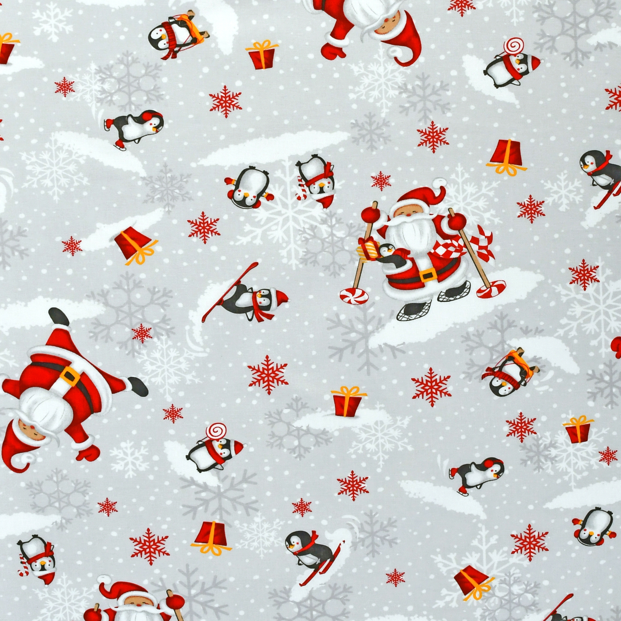 Moderno® Weihnachtstischdecke aus Baumwolle mit Pinguinen und Fleckschutz in Grau