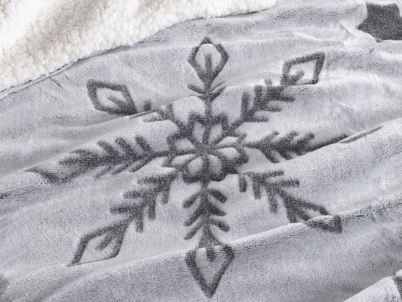 Kuscheldecke Cashmere/Sherpa Decke Snowflake 150x200 cm in Grau