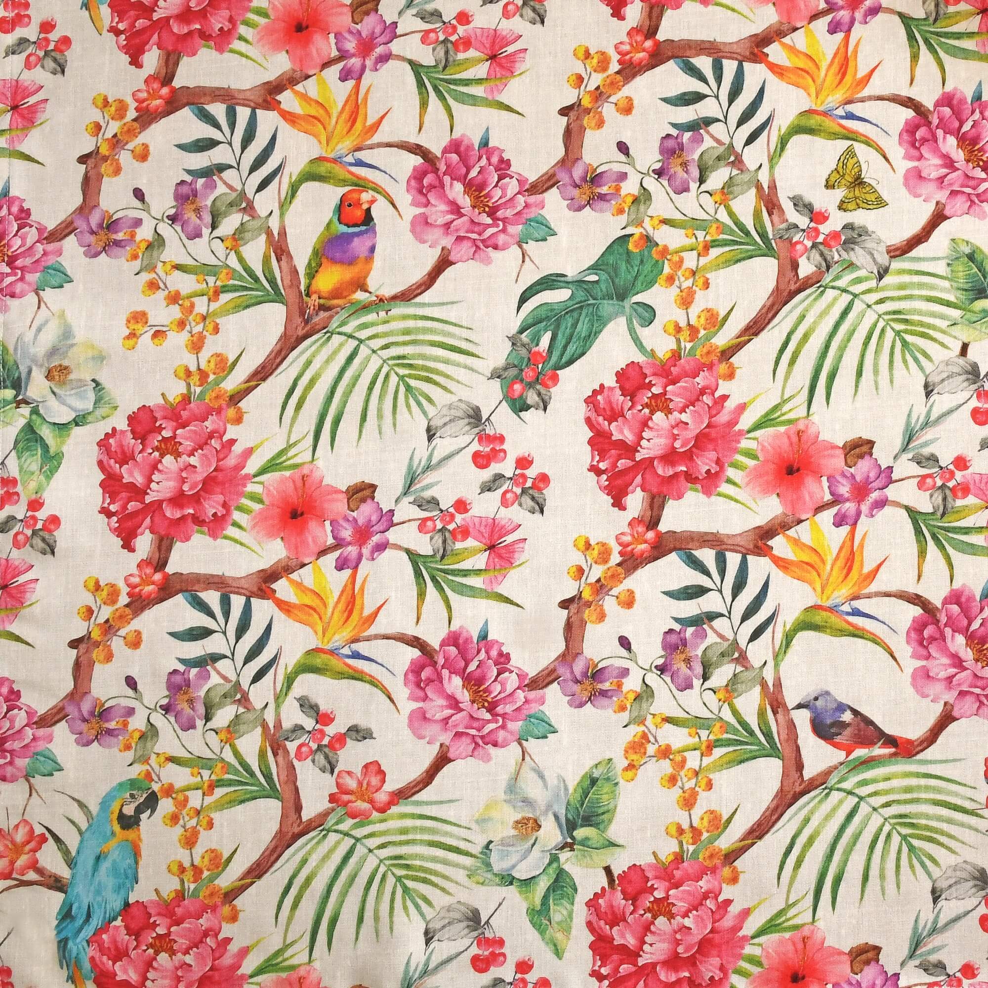 Tischdecke Outdoor abwaschbar Gartentischdecke mit Blumen und tropischen Vögeln Fleckschutz Tischdecke Outdoor abwaschbar Gartentischdecke mit Blumen und tropischen Vögeln Fleckschutz