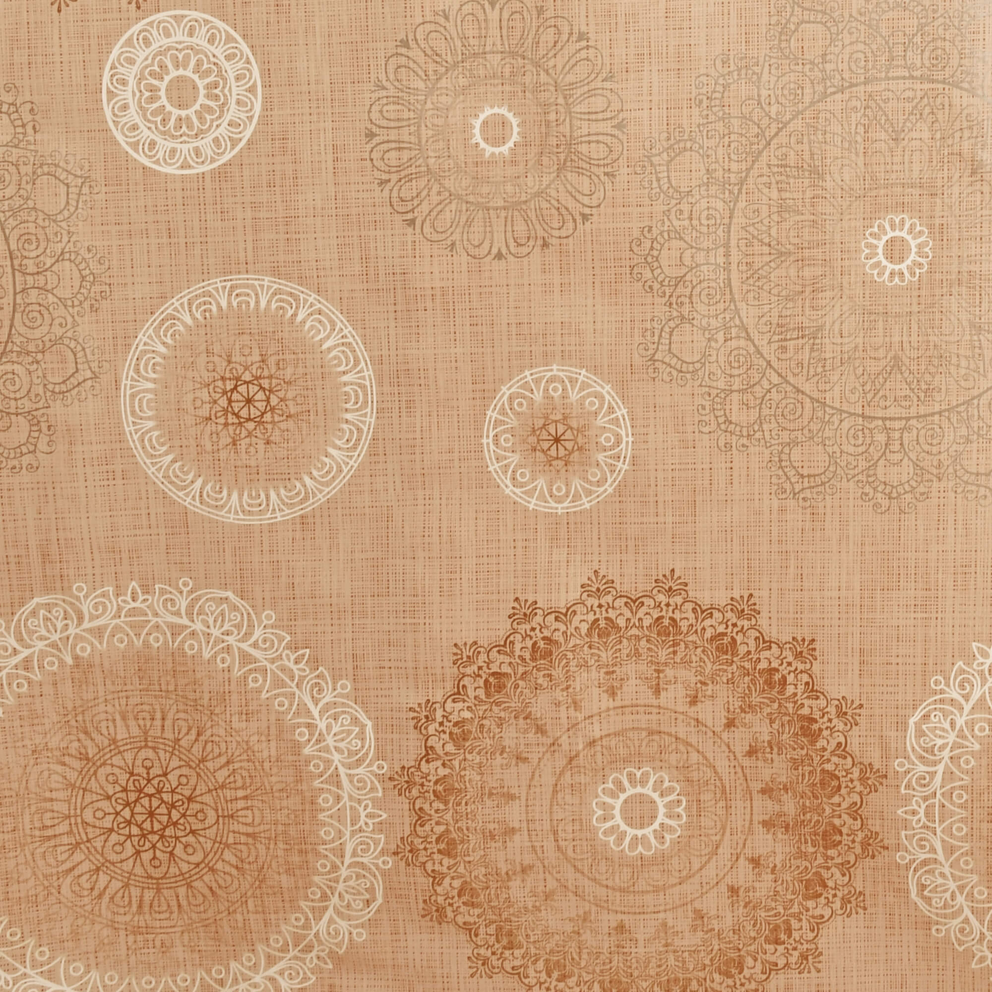 Tischdecke Abwaschbar Wachstuch Mandala-Motiv Beige im Wunschmaß