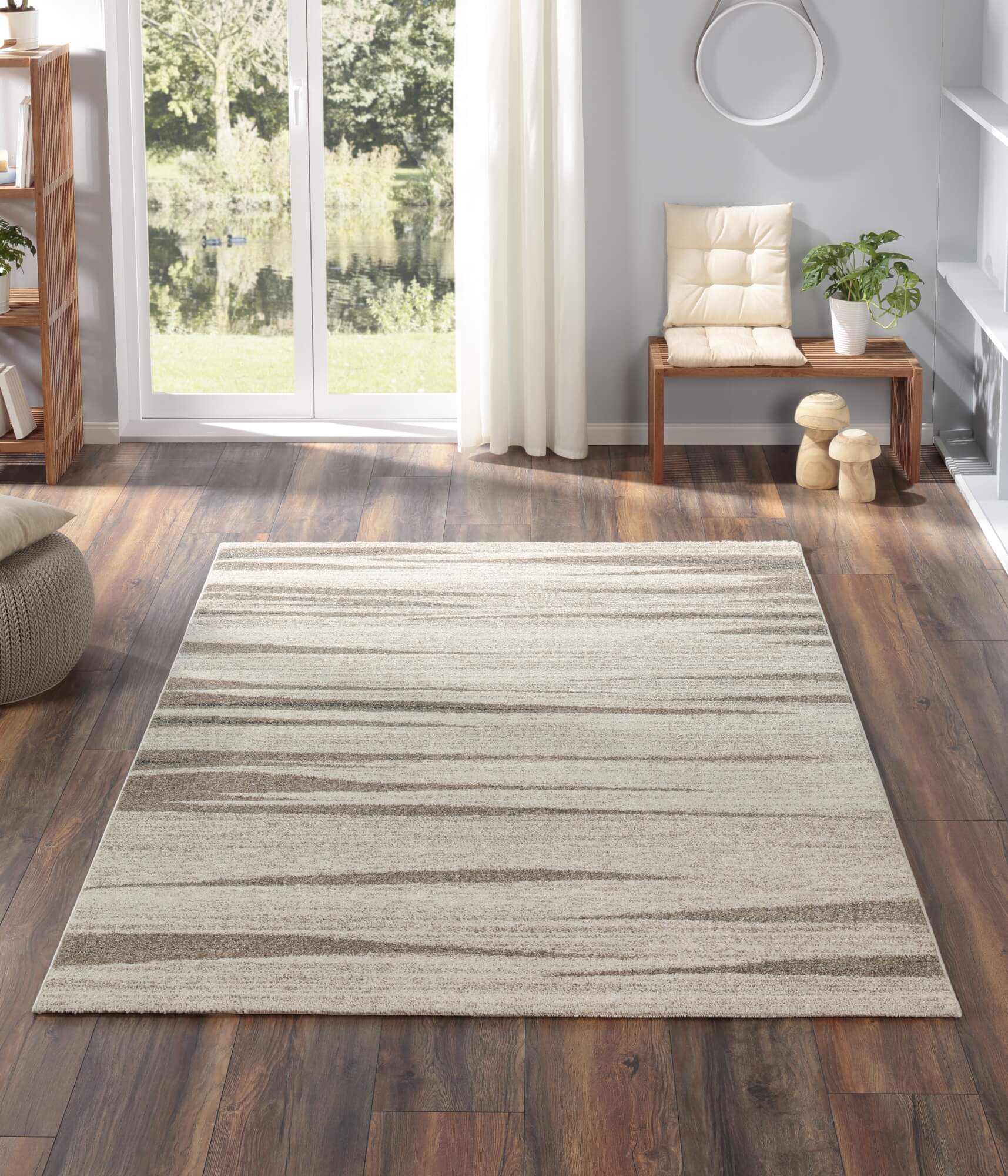 Teppich Amber – Silber mit Modernes Blockmuster – Kurzflor – pflegeleicht & modern