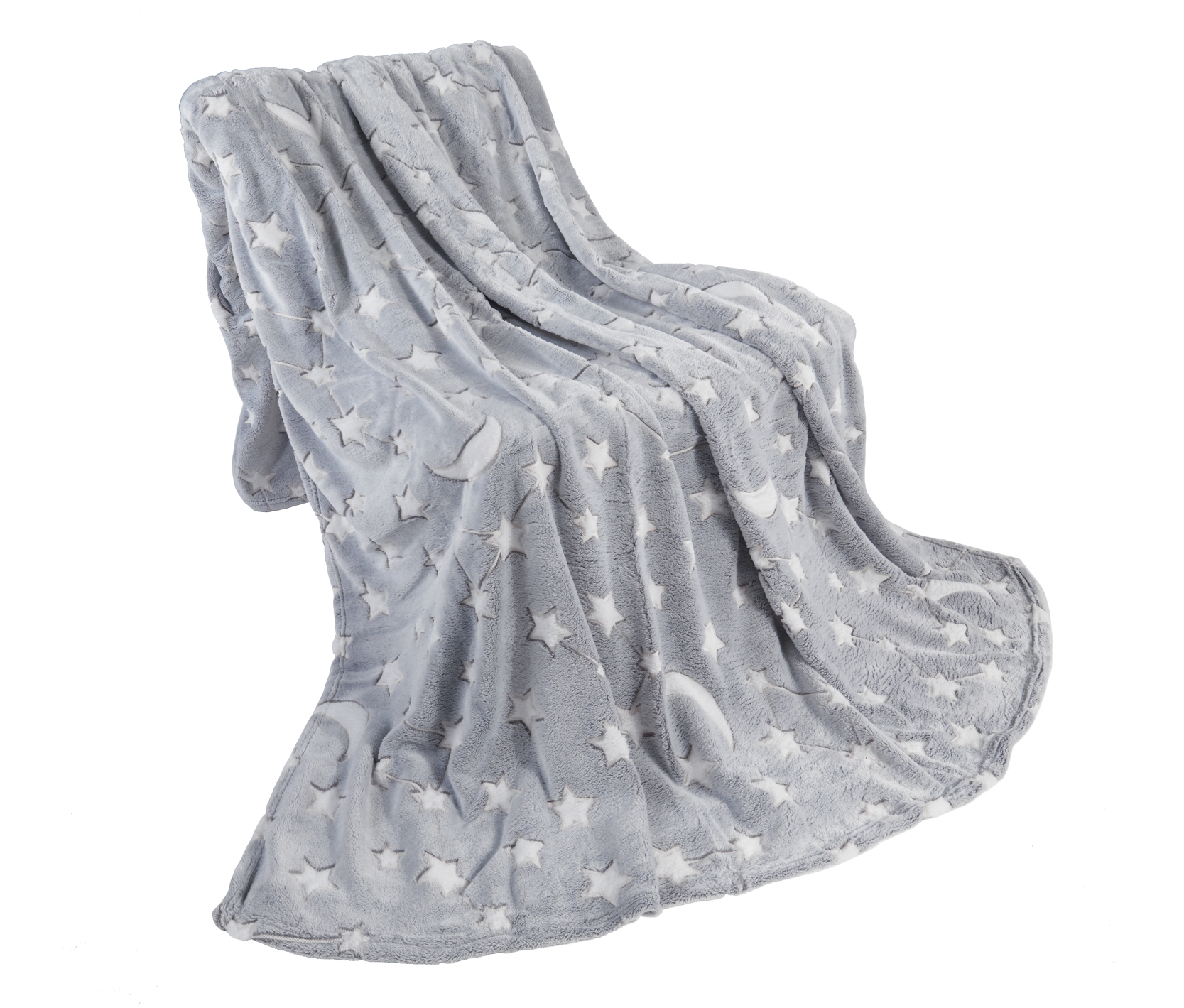 Kuscheldecke leuchtende Flanell Decke 150x200 cm mit Sternen in Grau Kuscheldecke leuchtende Flanell Decke 150x200 cm mit Sternen in Grau