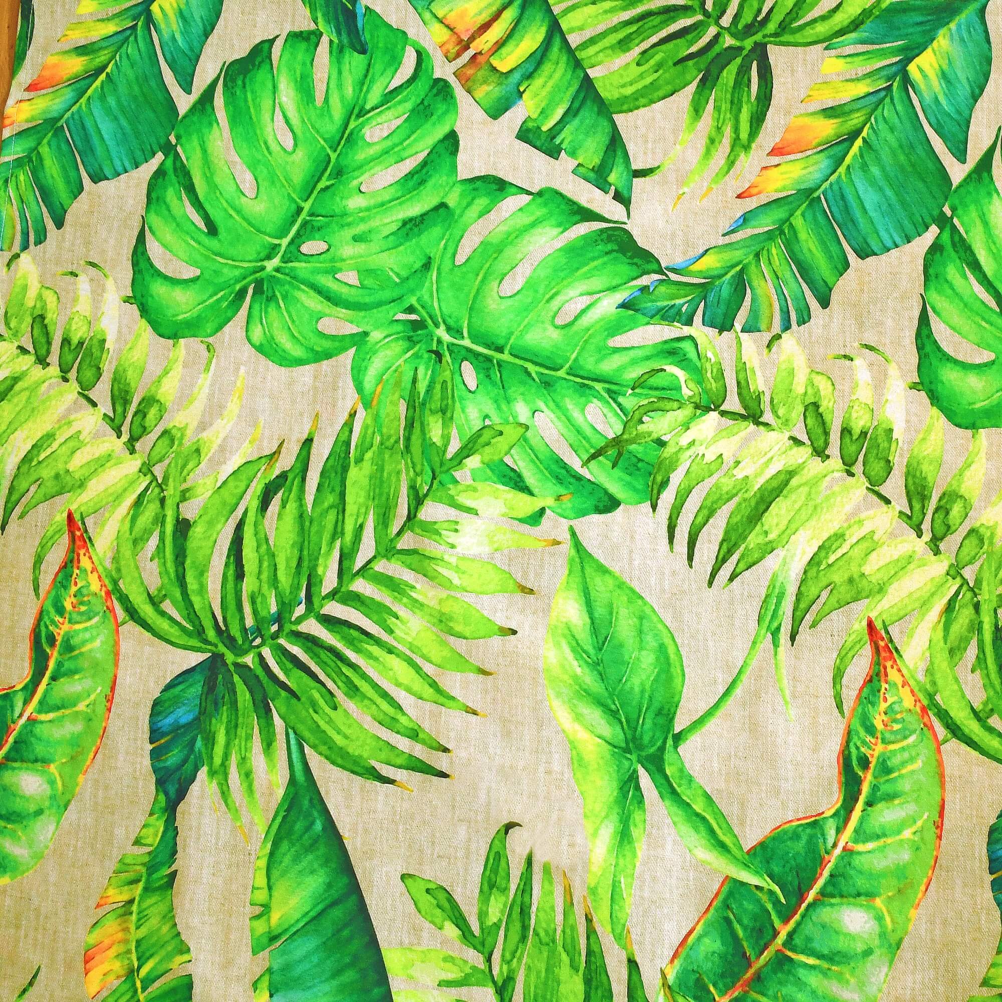 Moderno® Abwaschbare Tischdecke mit Fleckschutz - Leinenoptik, Tropische Blätter in Grün