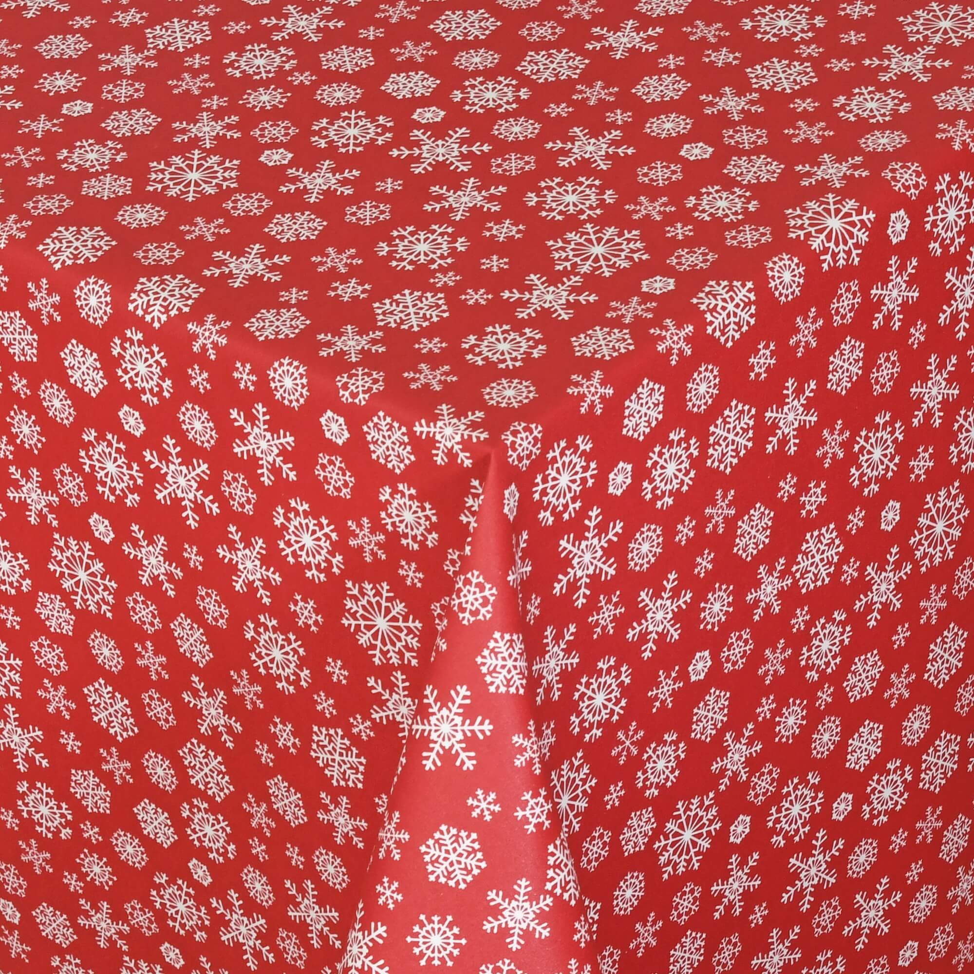 Moderno® Tischdecke Weihnachten Weihnachtstischdecke Schneeflocken Motiv Rot-Weiss mit Fleckschutz