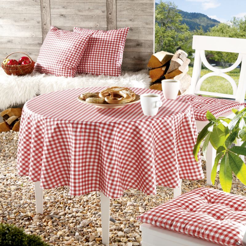 Tischdecken Landhaus 100% Baumwolle Rot-Weiss kariert mit Fleckschutz Tischdecken Landhaus 100% Baumwolle Rot-Weiss kariert mit Fleckschutz