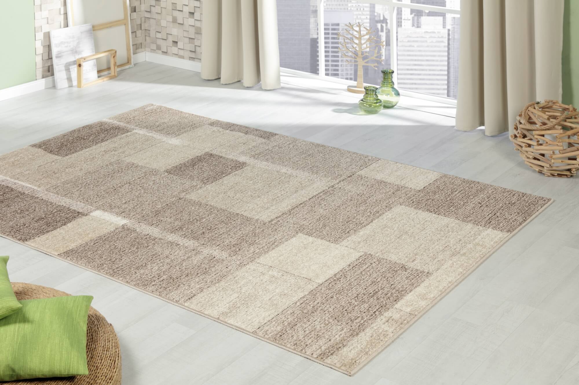 Teppich Ylva – Braun mit Ton-in-Ton Struktur – Kurzflor – robust & stilvoll für jeden Wohnraum