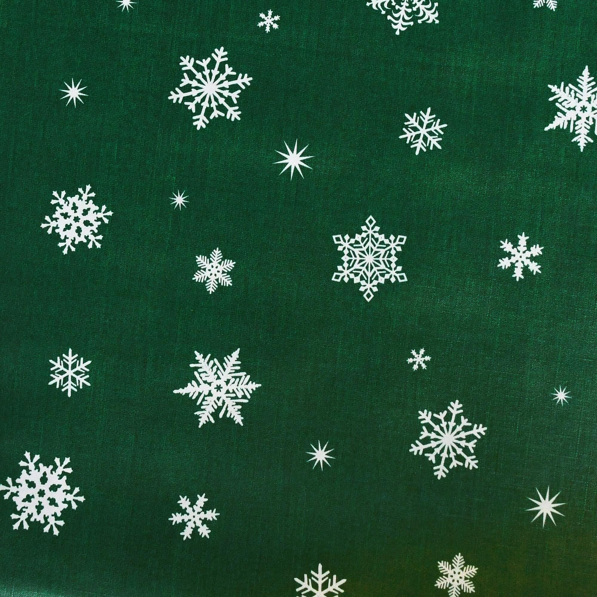 Moderno® Tischdecke Abwaschbar Wachstuch Weihnachten Advent Dunkel-Grün Schneeflocken Wunschmaß