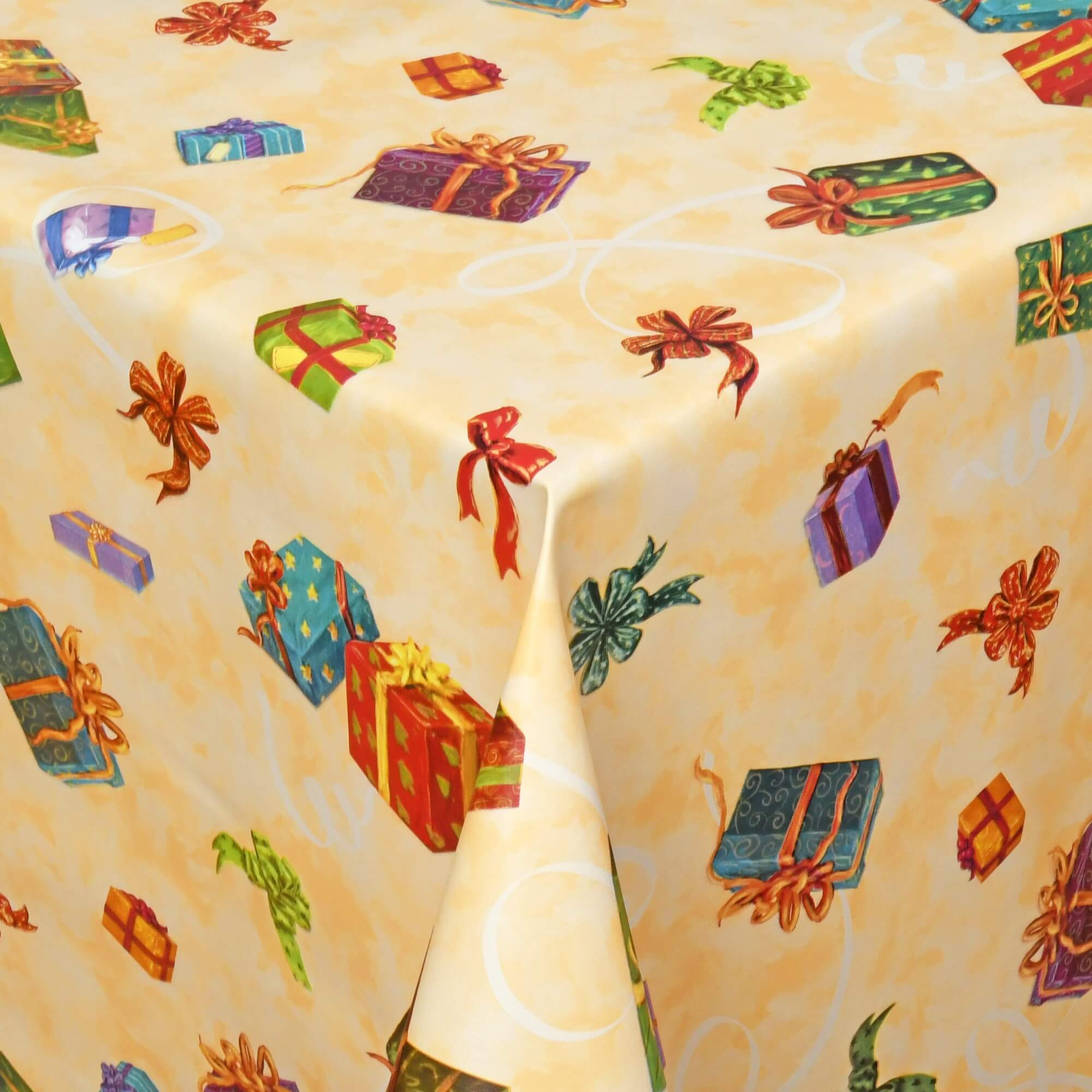 Moderno® Tischdecke Abwaschbar Wachstuch Weihnachten Orange Marmoriert Geschenke Wunschmaß