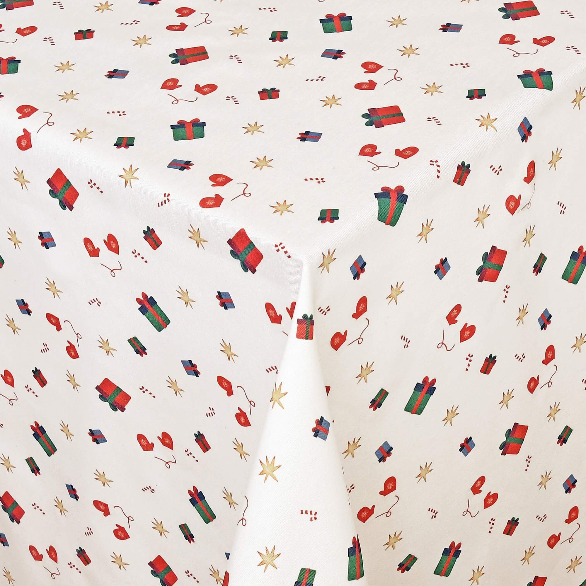 Moderno® Tischdecke Weihnachten Weihnachtstischdecke Geschenke & Herzen Motiv Weiss mit Fleckschutz