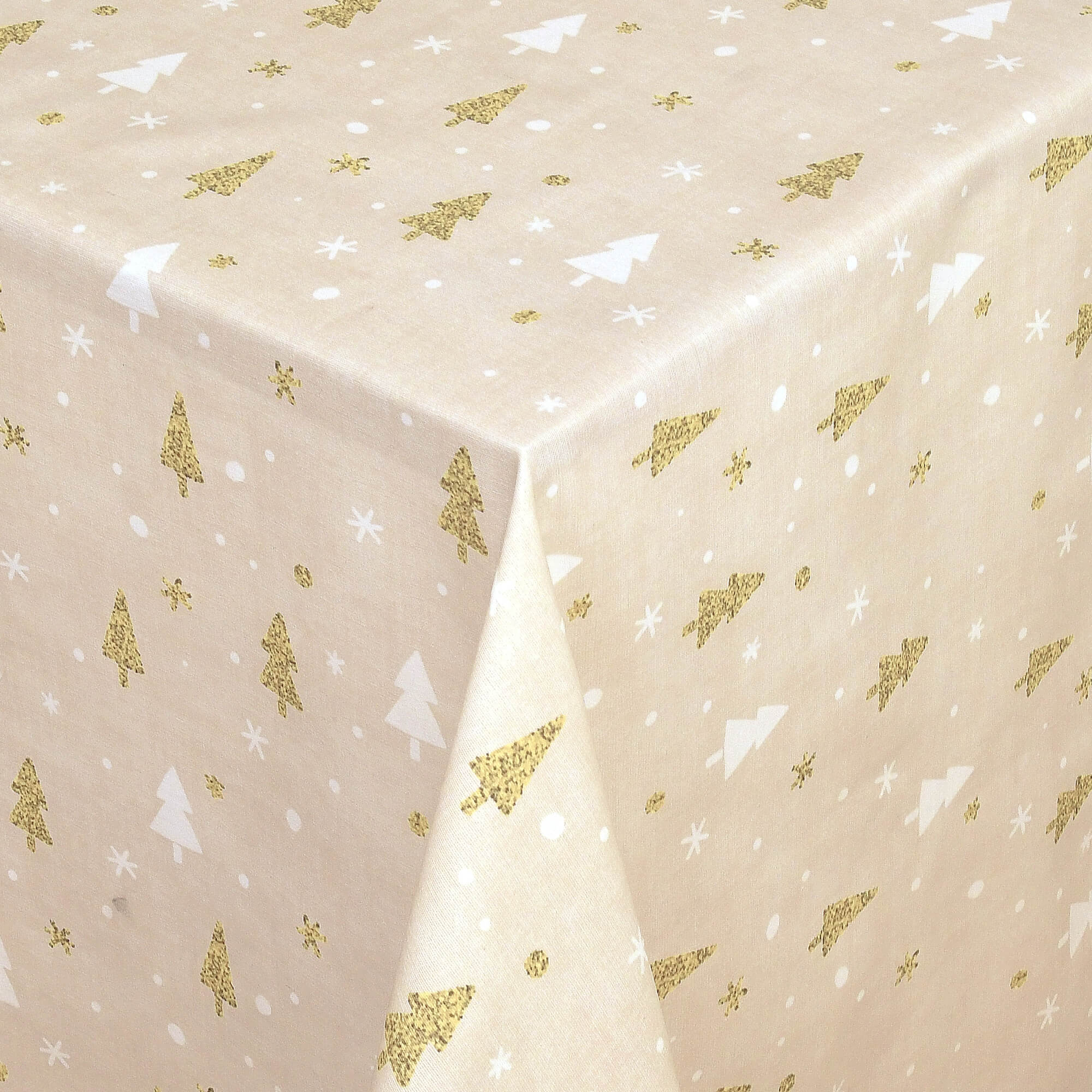 Moderno® Tischdecke Weihnachten Weihnachtstischdecke Weihnachtsbäume Motiv Gold mit Fleckschutz