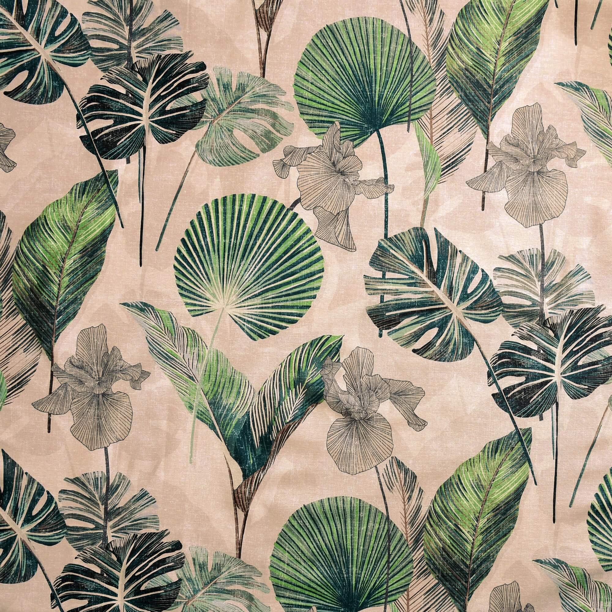 Moderno® Abwaschbare Tischdecke mit Fleckschutz - Leinenoptik, Tropische Blätter in Grün & Beige Moderno® Abwaschbare Tischdecke mit Fleckschutz - Leinenoptik, Tropische Blätter in Grün & Beige