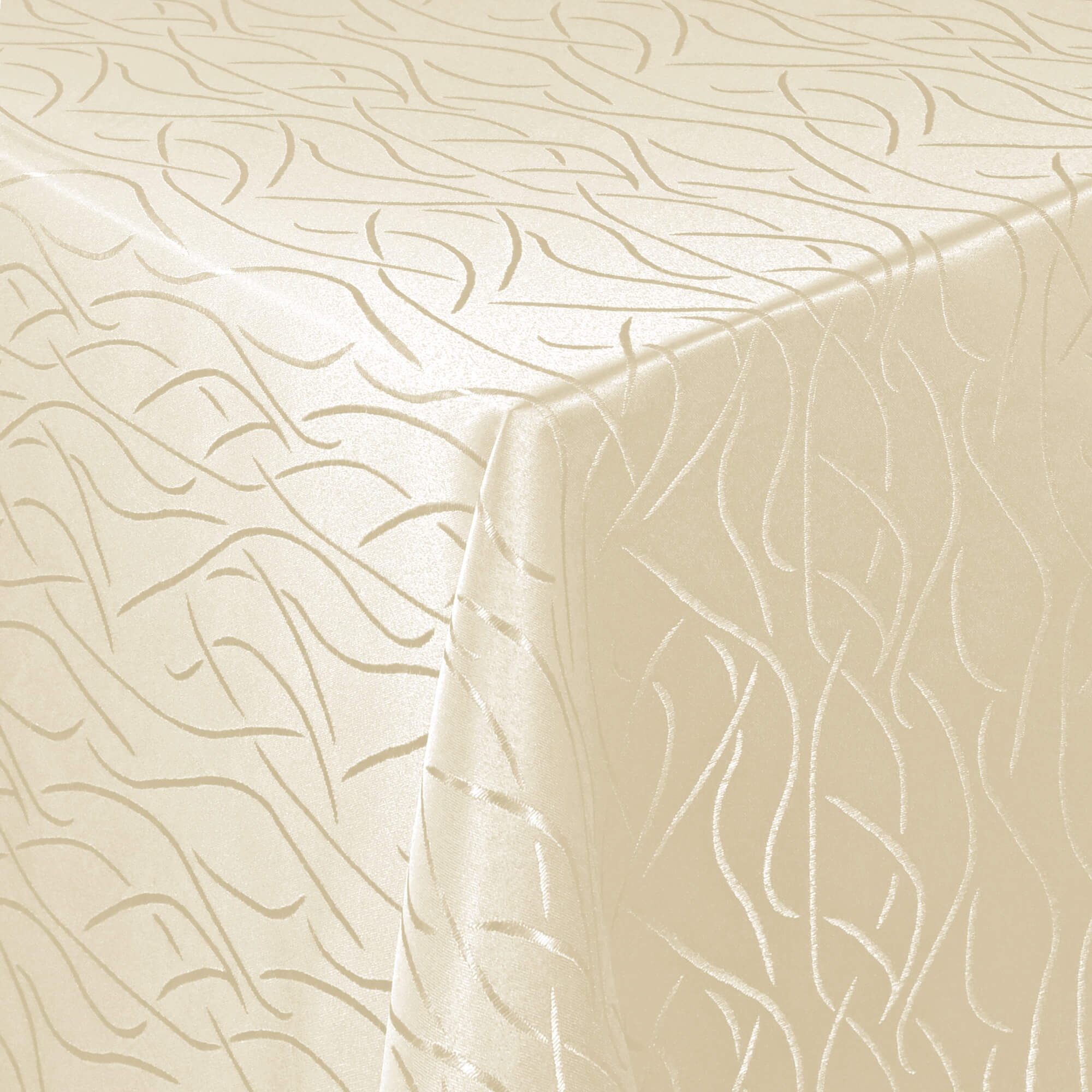 Sonderposten – Moderno® Damast-Tischdecke oval 160x220 cm mit Streifenmuster in Creme-Champagner