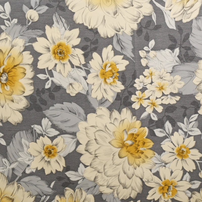 Tischdecke Abwaschbar Wachstuch Dunkel-Grau mit Blumendesign im Wunschmaß Tischdecke Abwaschbar Wachstuch Dunkel-Grau mit Blumendesign im Wunschmaß