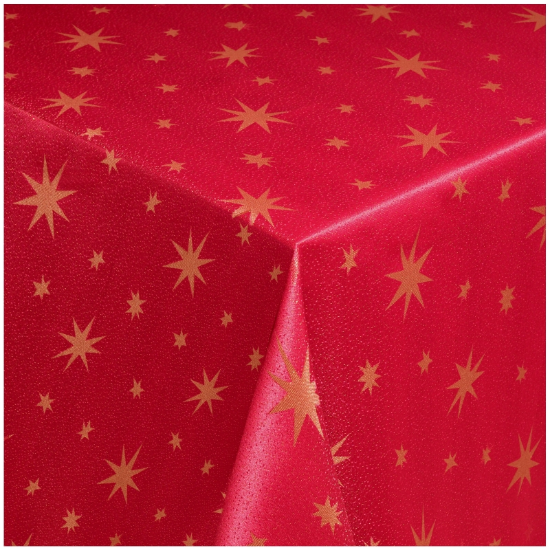 Moderno® Tischdecken Lurex Sterne Weihnachtstischdecke Rot-Gold