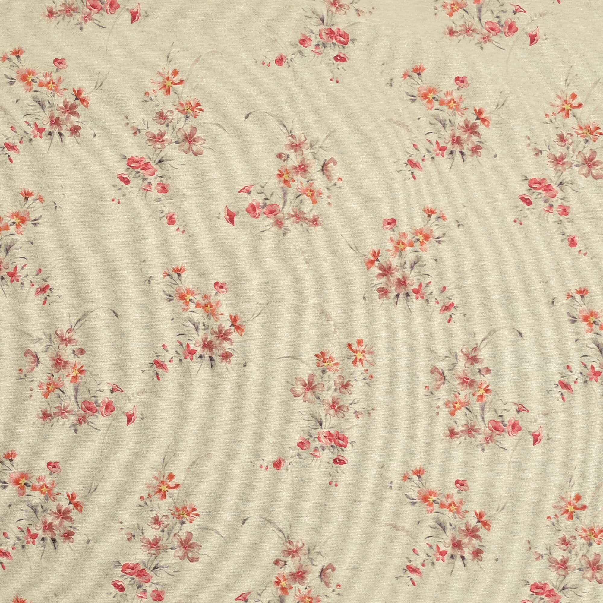 Moderno® Abwaschbare Tischdecke mit Fleckschutz - Leinenoptik, Blumenfelder in Rosa, Rot-Beige