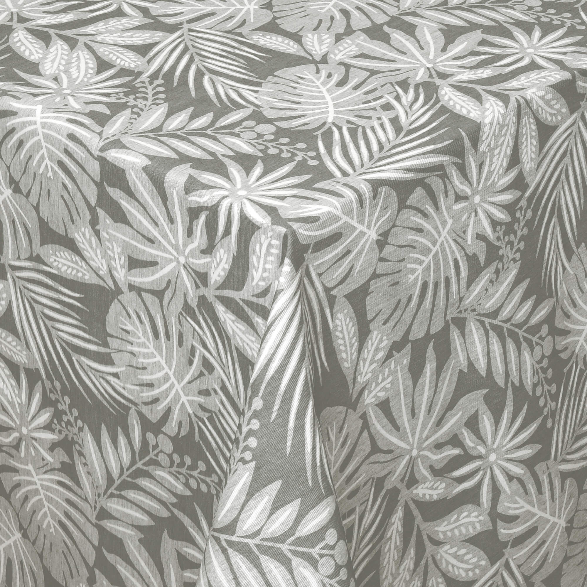 Moderno® Abwaschbare Tischdecke mit Fleckschutz - Leinenoptik, Farnmuster in Dunkel-Grau