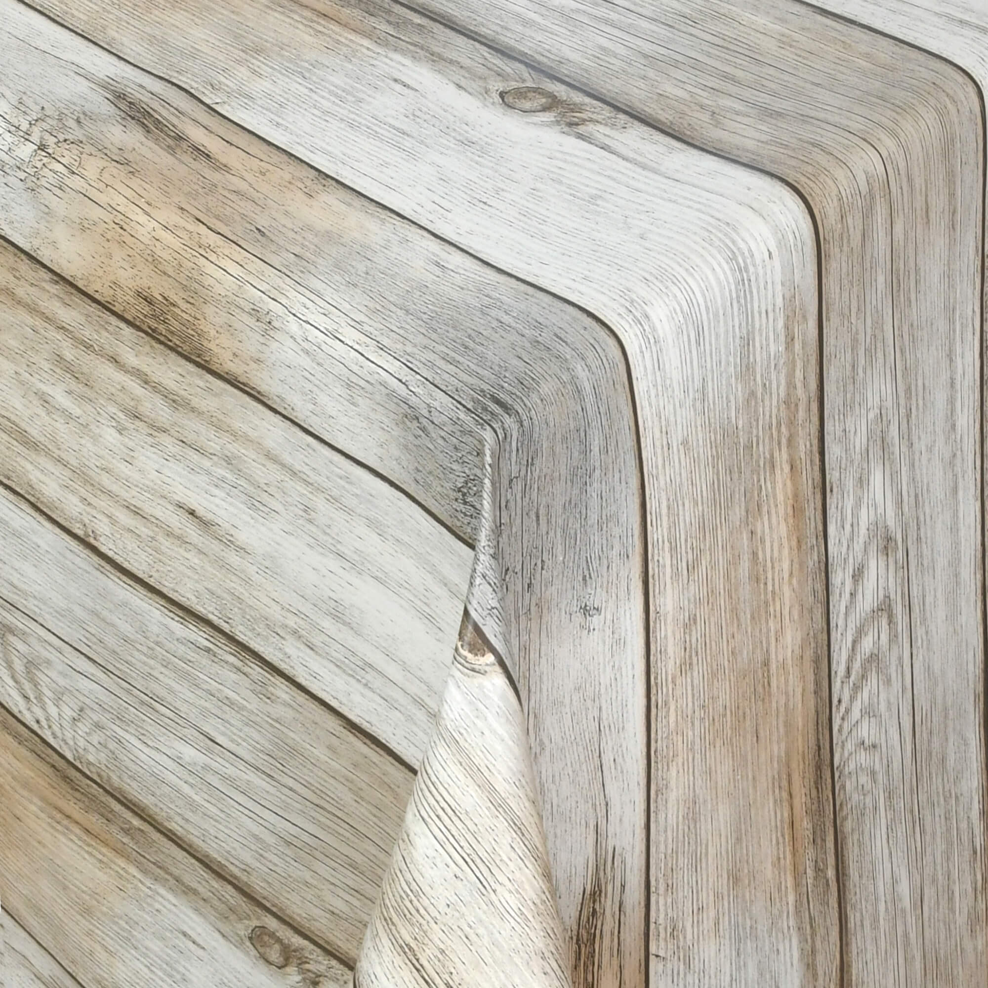 Tischdecke Abwaschbar Wachstuch Holzoptik Vintage Hellbraun-Grau im Wunschmaß