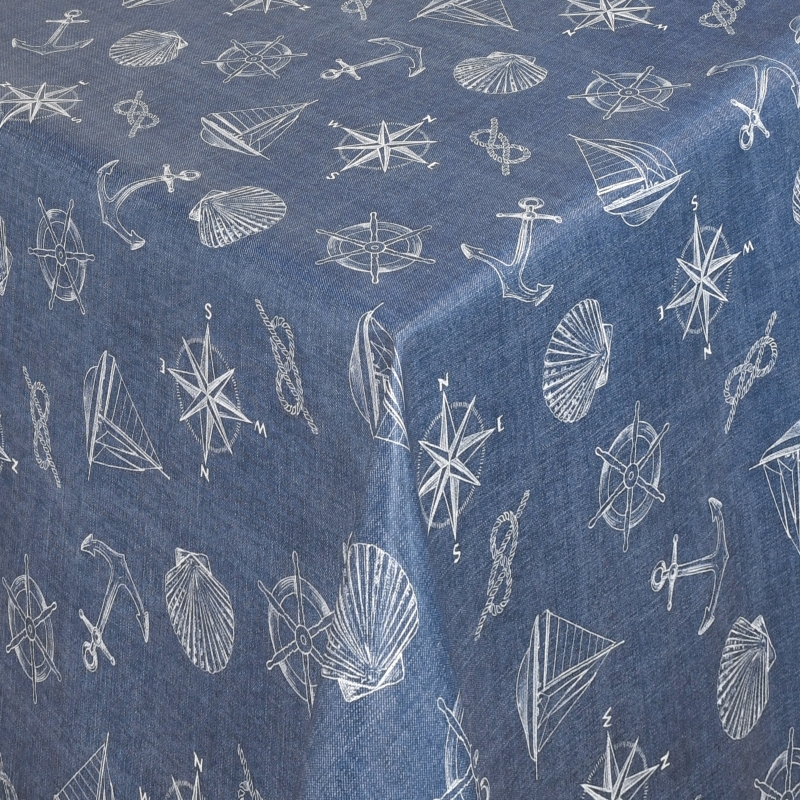 Tischdecke Abwaschbar Wachstuch Anker Jeans Blau im Wunschmaß Tischdecke Abwaschbar Wachstuch Anker Jeans Blau im Wunschmaß