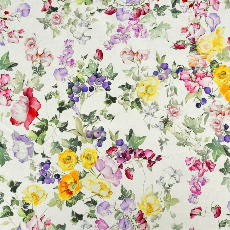 Tischdecken Monza mit Blumen Motiv und Fleckschutz in Beige