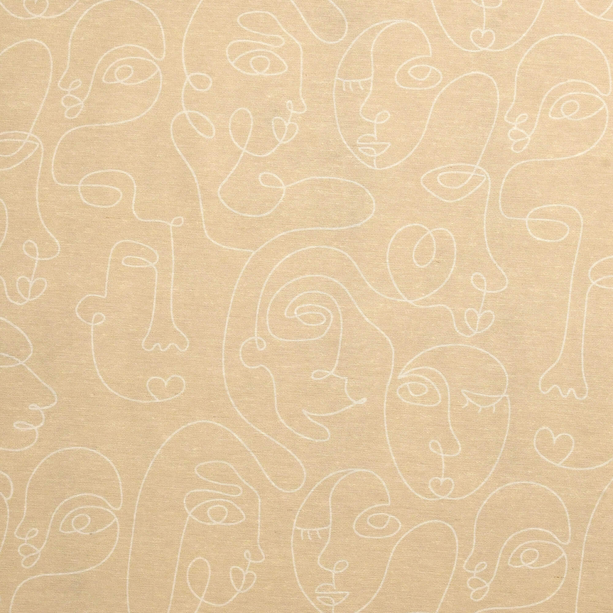 Moderno® Abwaschbare Tischdecke mit Fleckschutz - Leinenoptik, Abstrakte Gesichter in Beige-Weiss Moderno® Abwaschbare Tischdecke mit Fleckschutz - Leinenoptik, Abstrakte Gesichter in Beige-Weiss