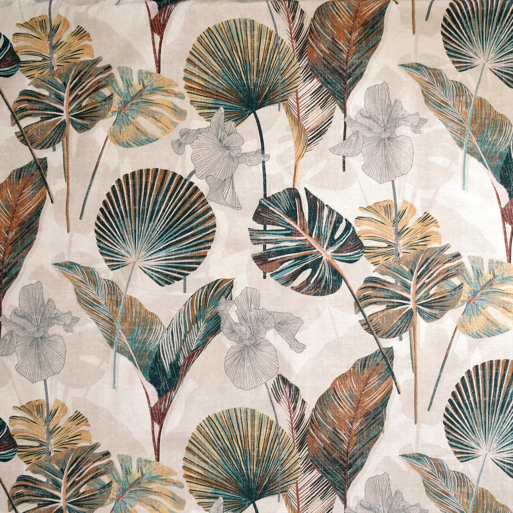 Moderno® Abwaschbare Tischdecke mit Fleckschutz - Leinenoptik, Tropische Blätter in Beige & Braun