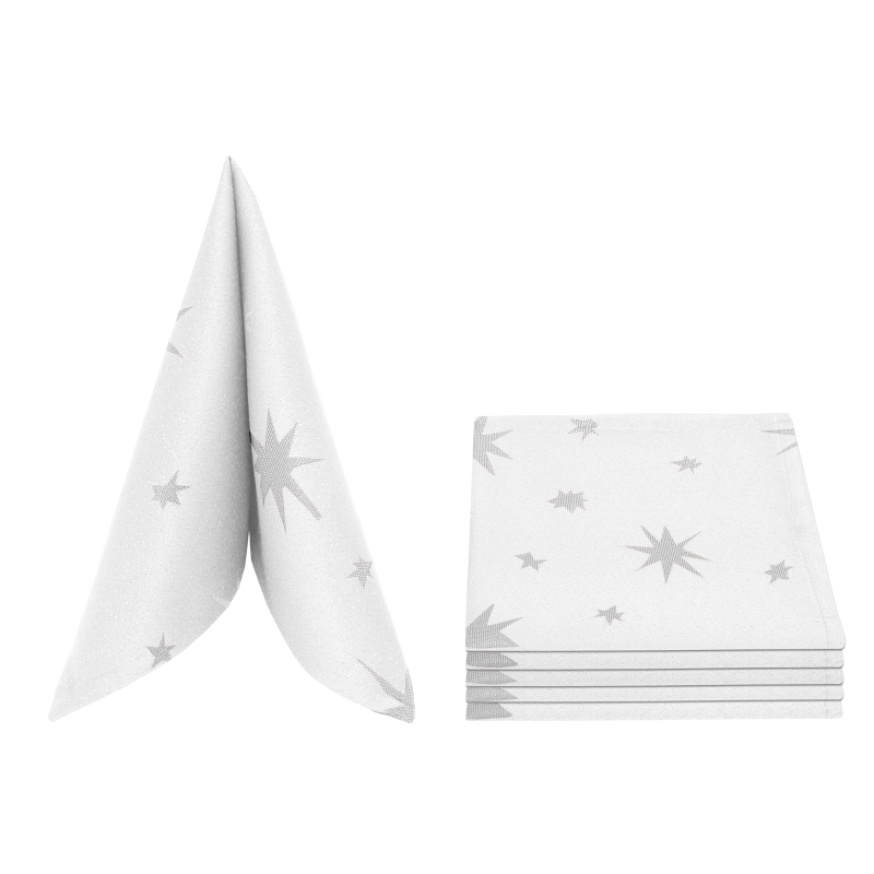 Servietten Damast Lurex 50x50 Weiss-Silber (6er Pack) Servietten Damast Lurex 50x50 Weiss-Silber (6er Pack)