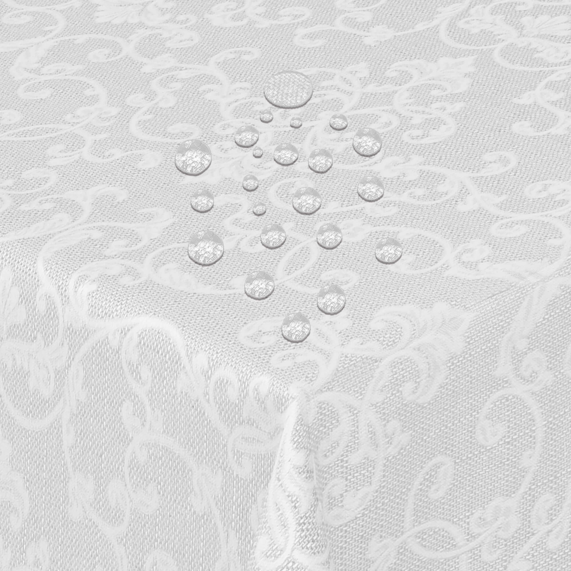 Moderno® Tischdecken Jacquard-Gewebe mit Fleckschutz Paterna Weiss Moderno® Tischdecken Jacquard-Gewebe mit Fleckschutz Paterna Weiss