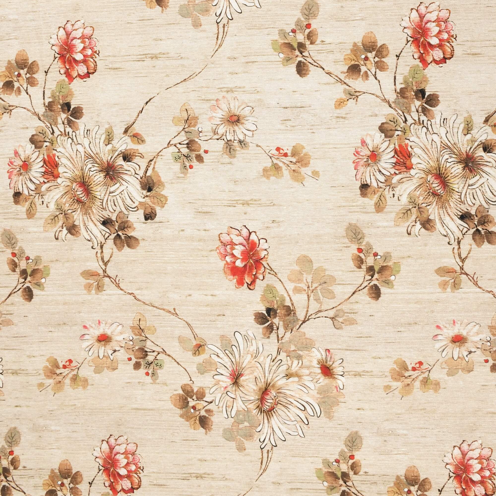 Moderno® Abwaschbare Tischdecke mit Fleckschutz – Blumenmotiv in Beige, Braun & Terracotta