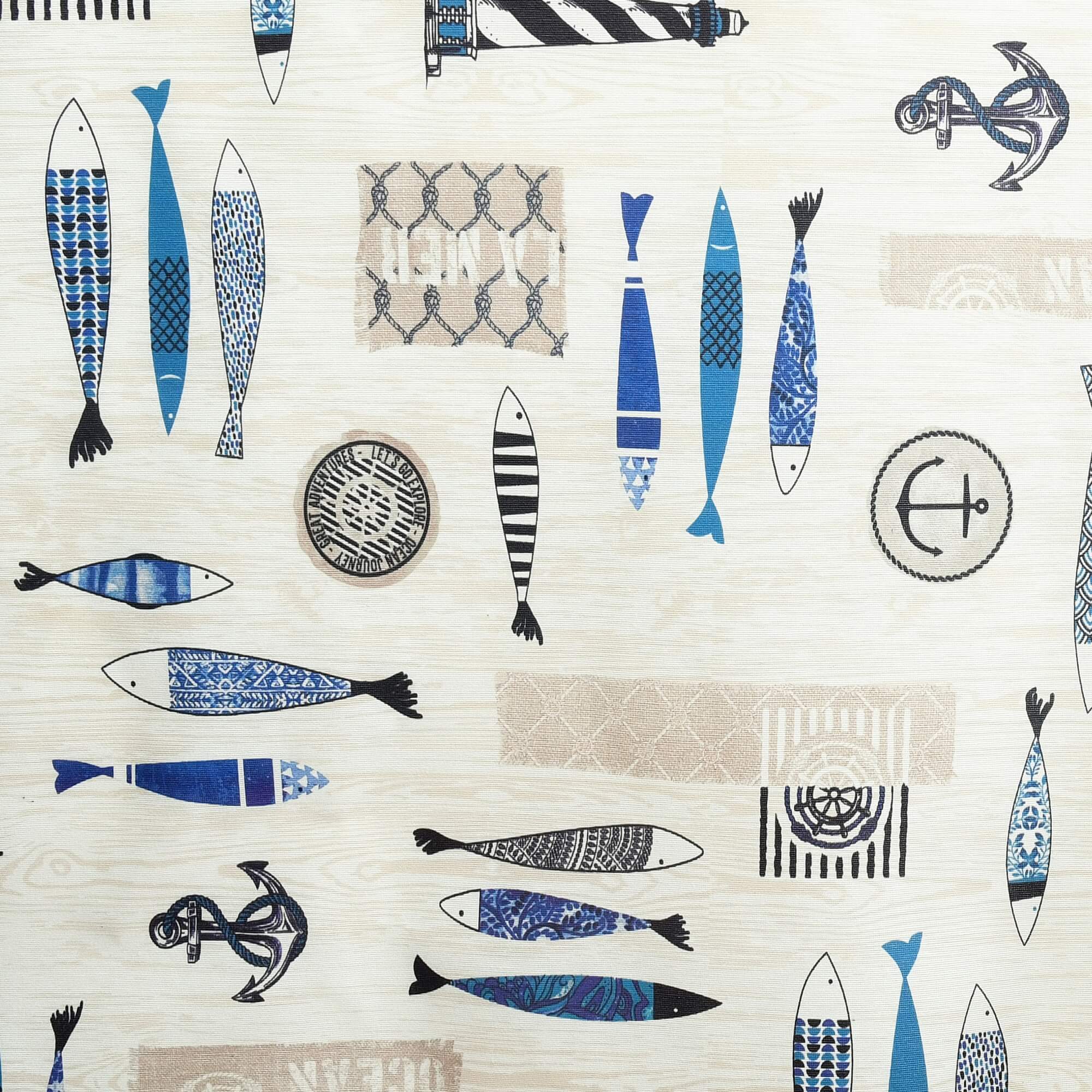 Moderno® Abwaschbare Tischdecke Meer mit Fleckschutz - Leinenoptik, Weiß mit maritimen Motiven in Blau